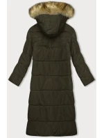 Dlhá zimná bunda s kapucňou khaki (V726)