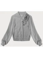 Sivá pletená mikina s ružami (16023)