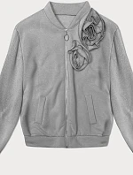 Pletená mikina s ružami sivá (16023)