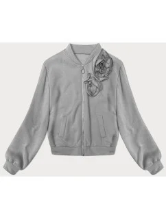 Sivá pletená mikina s ružami (16023)