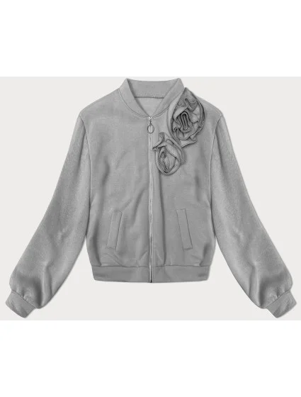 Sivá pletená mikina s ružami (16023)