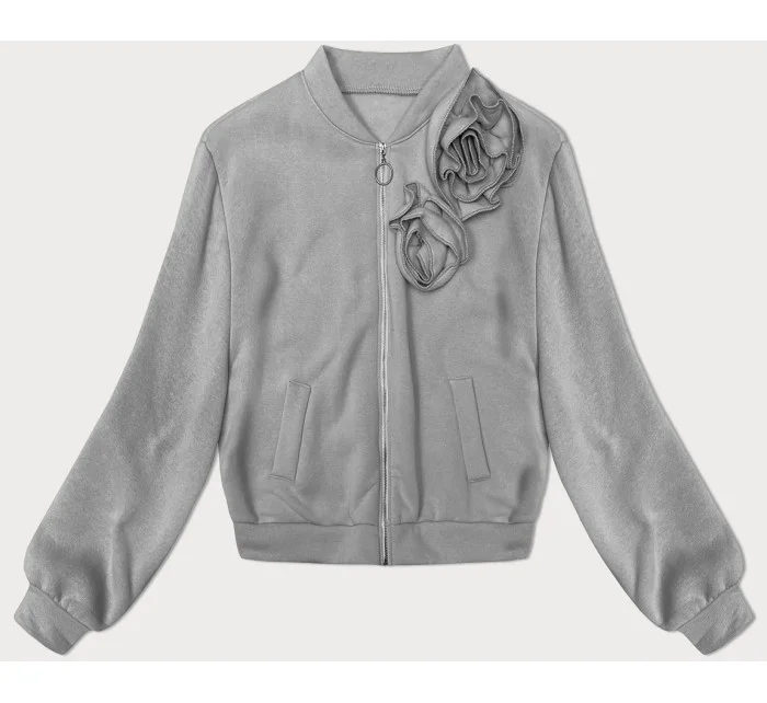 Sivá pletená mikina s ružami (16023)