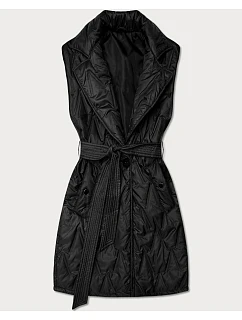 Prešívaná vesta Goodlookin s opaskom čierna (B8603-1)