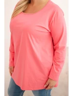 Dámská blůza Plus Size s lodičkovým výstřihem růžová