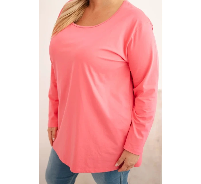 Dámská blůza Plus Size s lodičkovým výstřihem růžová