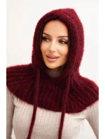 Dámská čepice s kapucí a jemným vzorem se šňůrkami bordový Dámská čepice s kapucí a jemným vzorem se šňůrkami bordový