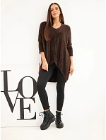 Dámský svetr Plus Size s výstřihem do V hnědý Dámský svetr Plus Size s výstřihem do V hnědý