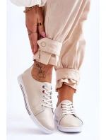 Dámské kožené tenisky béžové model 21615788 - S.Barski