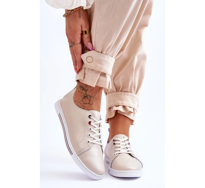 Dámské kožené tenisky béžové model 21615788 - S.Barski