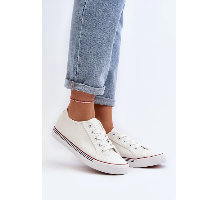 Damskie Trampki Z Eko Skóry Białe Lirean