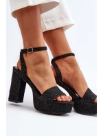 Džínové sandály na podpatku černé model 21649730 - Boto