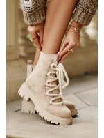 Ocieplane Botki Z Eko Zamszu Na Zamek Jasnobeżowe Caellita Ocieplane Botki Z Eko Zamszu Na Zamek Jasnobeżowe Caellita