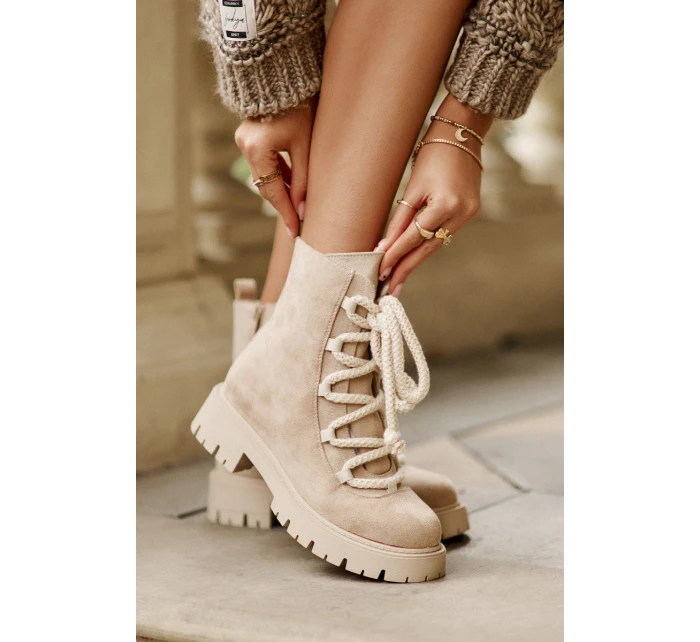 Ocieplane Botki Z Eko Zamszu Na Zamek Jasnobeżowe Caellita Ocieplane Botki Z Eko Zamszu Na Zamek Jasnobeżowe Caellita