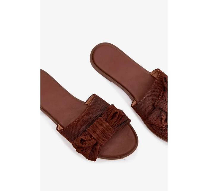 Dámské ploché sandály s mašlí Hnědé Amivelle