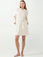 Dámsky flísový župan na zips 21360 Ecru - Vamp