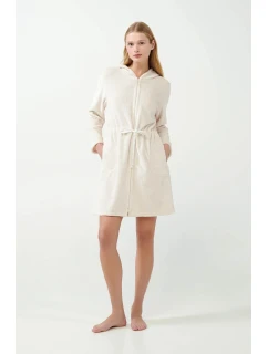 Dámsky flísový župan na zips 21360 Ecru - Vamp