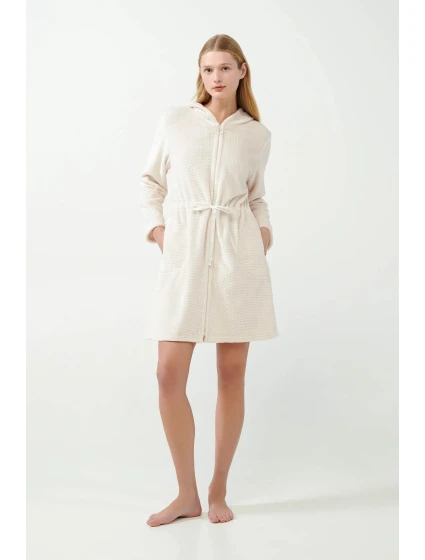 Dámsky flísový župan na zips 21360 Ecru - Vamp