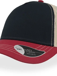 Atlantis Headwear Rapper Canvas – 5-panelová sieťovaná čiapka „Rapper Canvas“ 33.6060 tmavomodrá/bordová/béžová