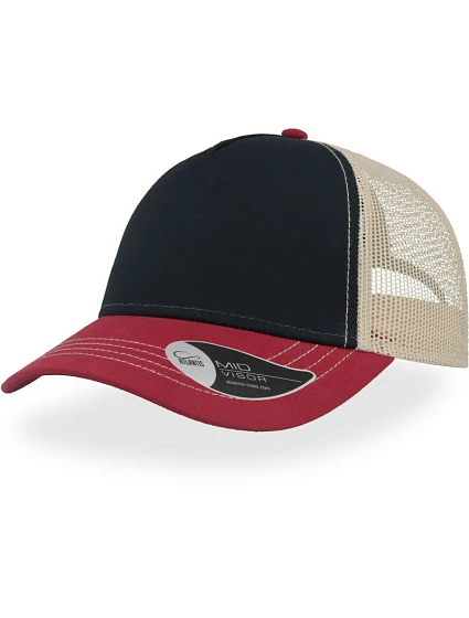 Atlantis Headwear Rapper Canvas – 5-panelová sieťovaná čiapka „Rapper Canvas“ 33.6060 tmavomodrá/bordová/béžová Atlantis Headwear Rapper Canvas – 5-panelová sieťovaná čiapka „Rapper Canvas“ 33.6060 tmavomodrá/bordová/béžová