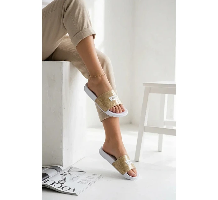 Dětské pantofle LEVI'S VPOL0251S-3923 Zlaté s brokátom