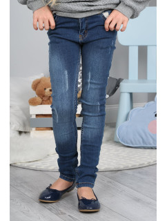 Dievčenské džínsové nohavice s odreninami
