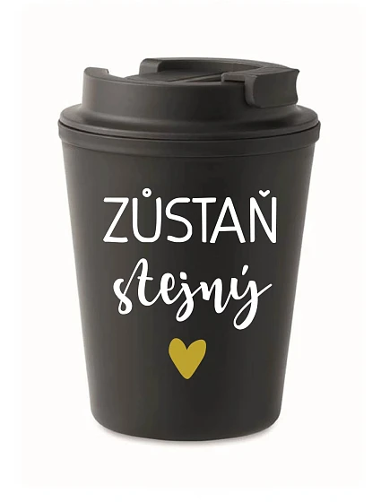 HRNEK ZŮSTAŇ STEJNÝ - černý termohrnek 300 ml