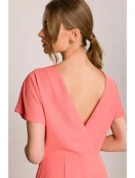 Tužkové šaty s rozparkem na boku model 21256878 oranžové - Stylové