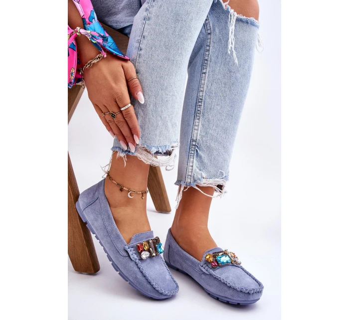 Dámské semišové mokasíny s krystaly Modre model 21612170 - EVENTO