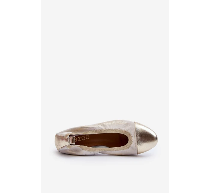 Kožené baleríny Zlaté model 21646187 - Zazoo