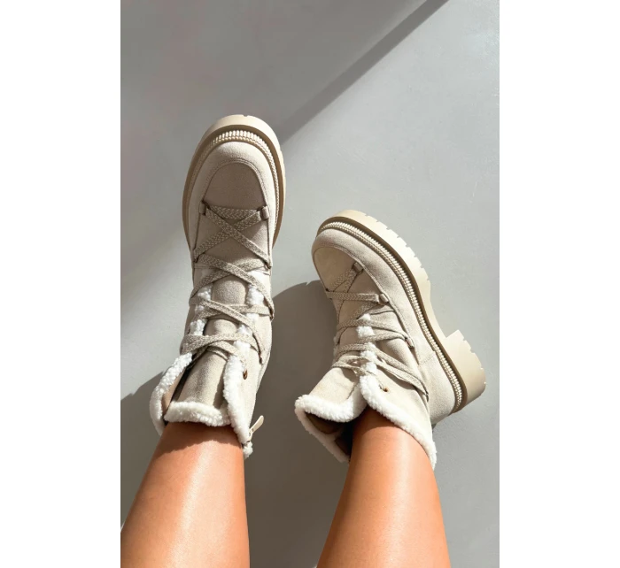 Dámské sněhule s kožíškem Béžové model 21715014 - Boto Dámské sněhule s kožíškem Béžové model 21715014 - Boto