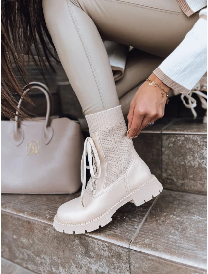 Dámské kozačky light beige Dstreet model 21971398 - FashionStreet Dámské kozačky light beige Dstreet model 21971398 - FashionStreet