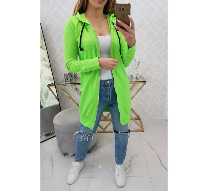 Šaty s kapucí, mikina zelená neonová