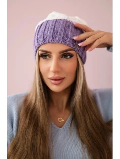 Paris fleecová čiapka K212 biela+fialová