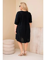 Dámske bavlnené šaty s kravatovým výstrihom v čiernej farbe