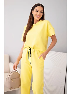 Dámska bavlnená blúzka s krátkym rukávom a tepláky Yellow