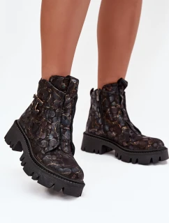 Kožené dámské kotníčkové boty s ozdobou zateplené model 21712082 - Artiker