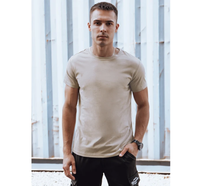 Pánske tričko bez potlače béžové RX5610