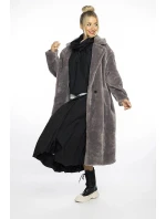 Dámsky sivý plyšový kabát Ann Gissy (AG1-J9172)