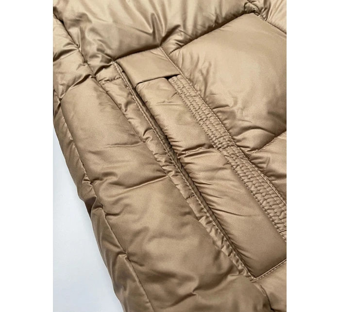 Béžová dámská zimní bunda s kontrastní podšívkou model 21248806 - Glakate