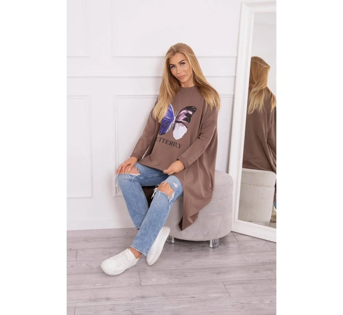 Halenka s oversize potiskem mocca Halenka s oversize potiskem mocca