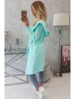 Dlouhý kabát s kapucí mátový Dlouhý kabát s kapucí mátový