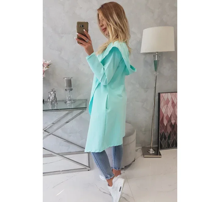 Dlouhý kabát s kapucí mátový Dlouhý kabát s kapucí mátový