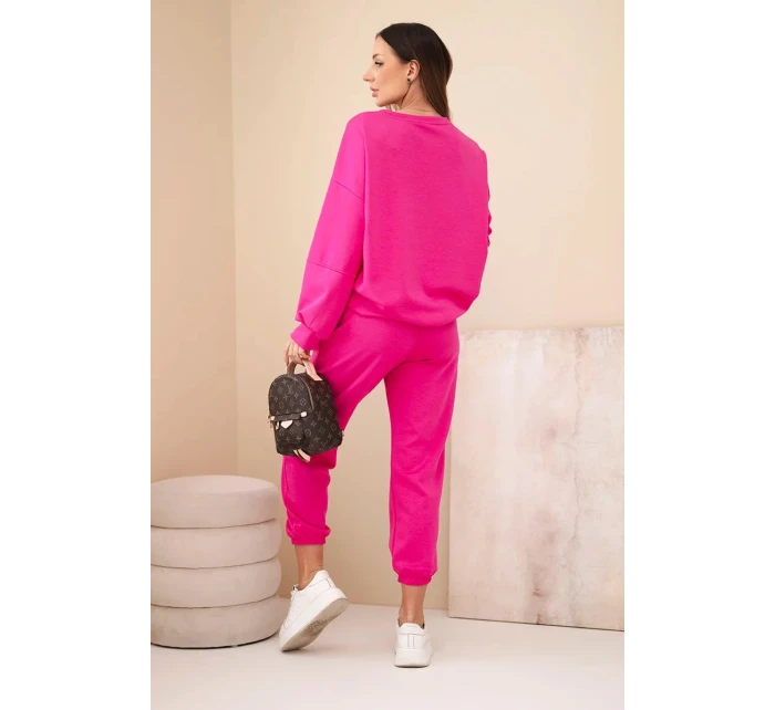 Súprava tepláky + nohavice maslová látka fuchsiová