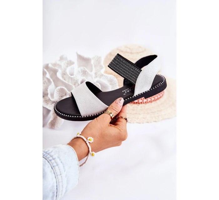 Klasyczne Skórzane Sandały Z Ćwiekami Srebrne Shelly Klasyczne Skórzane Sandały Z Ćwiekami Srebrne Shelly