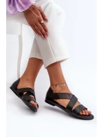 Skórzane Sandały Ze Ściągaczem Czarne Apulia Skórzane Sandały Ze Ściągaczem Czarne Apulia