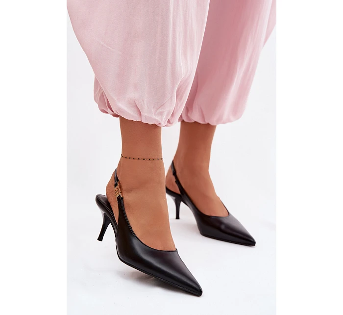 Dámské sandály z umělé kůže na podpatku Černé Jelissey