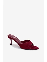 Sandály z imitace semiše na podpatku bordové model 22103082 - Boto