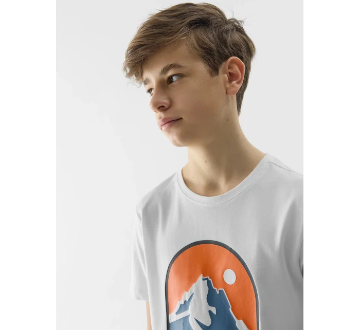 Chlapčenské tričko z organickej bavlny 4F - biele Chlapčenské tričko z organickej bavlny 4F - biele