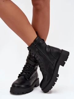 Dámske zateplené pracovné nohavice Selita s ozdobným pásom - čierne