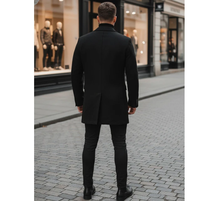 Pánsky čierny kabát FashionStreet CX0380 Pánsky čierny kabát FashionStreet CX0380